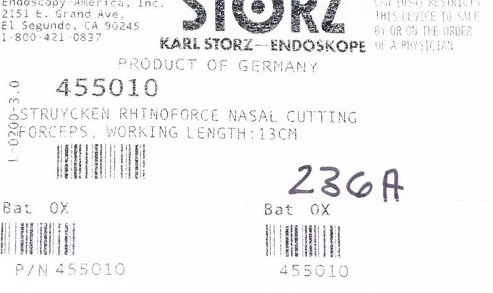 Storz Struycken Rhinoforce Nasal Cutting Forceps, w/ Cleaning Connector | 455010