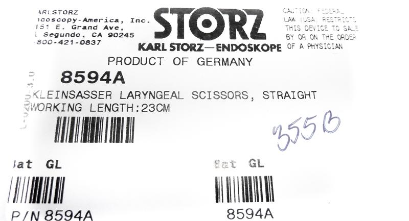 Storz Kleinsasser Laryngeal Scissors, Straight | 8594A